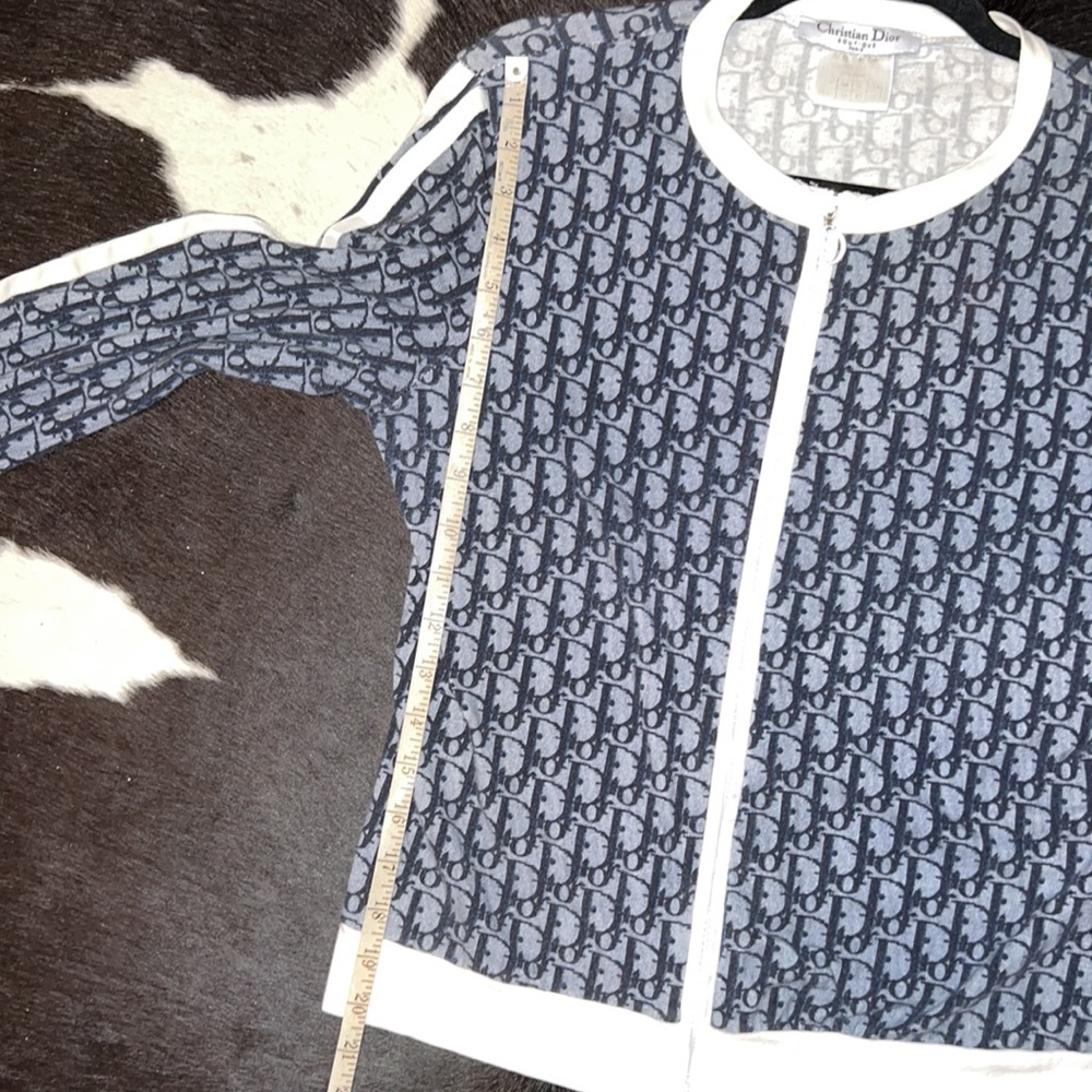 Vintage Y2K Diorissimo Trotter Monogram Zip Up Jacket Top in Navy Blue - Picture 11 of 14